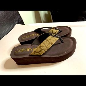 Calvin Klein sandal wedges, size 6.5